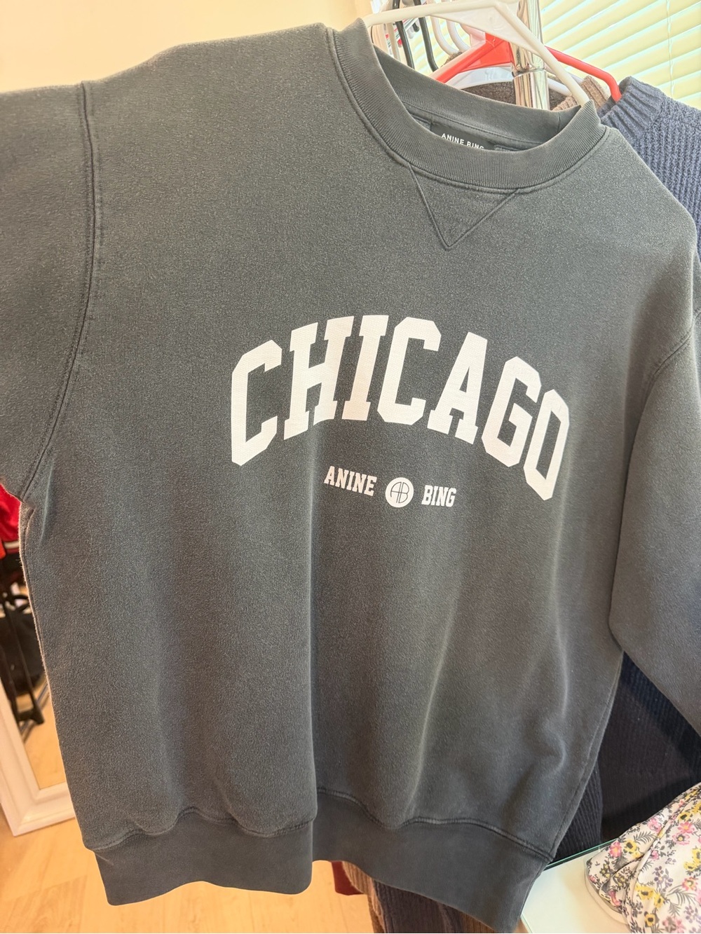 Anine Bing Black 'Chicago' Crewneck Sweatshirt